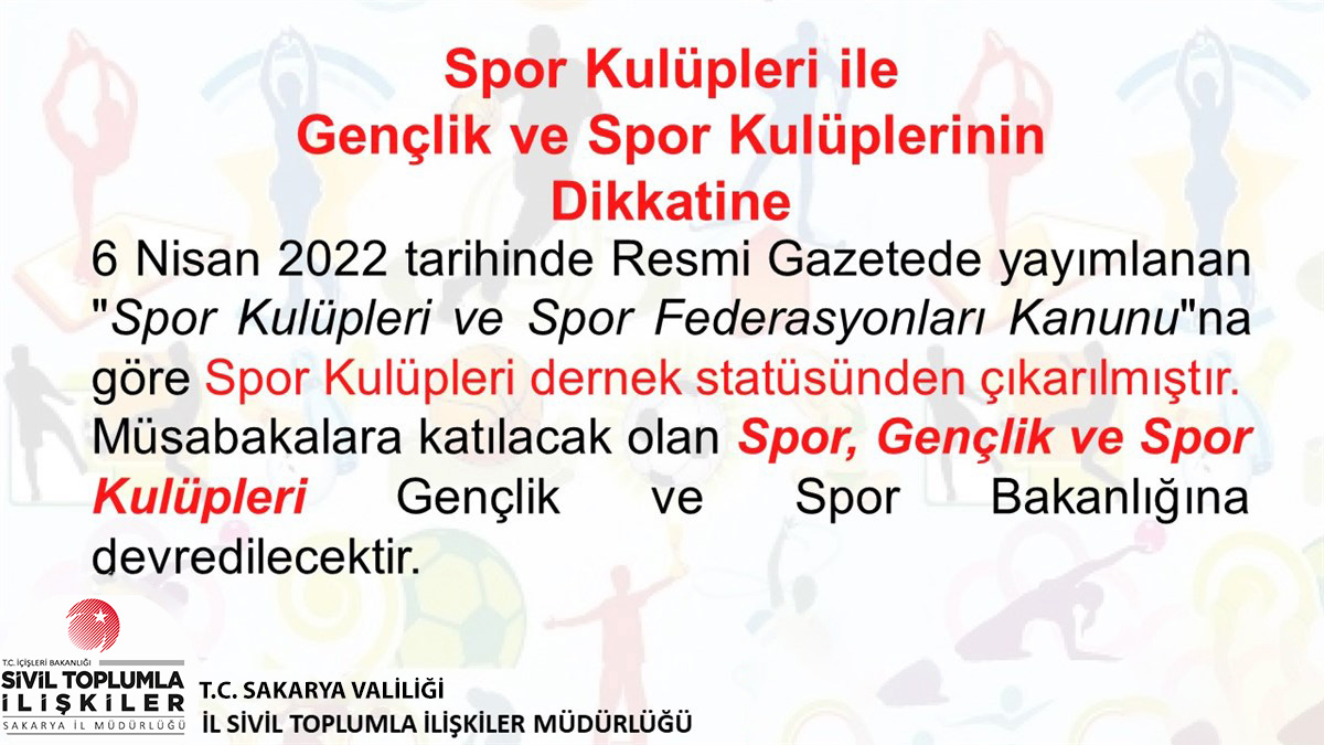 Spor Kulüpleri Ve Spor Federasyonları Kanunu Bilgilendirmesi